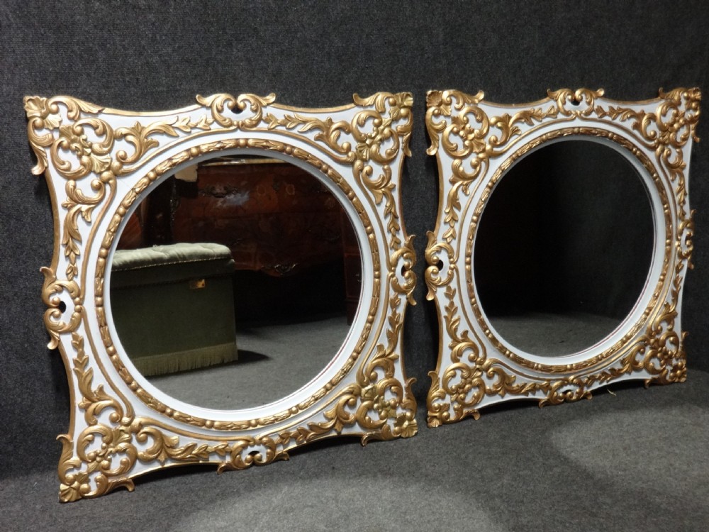 Large Pair Painted and Parcel Gilt Mirrors View III