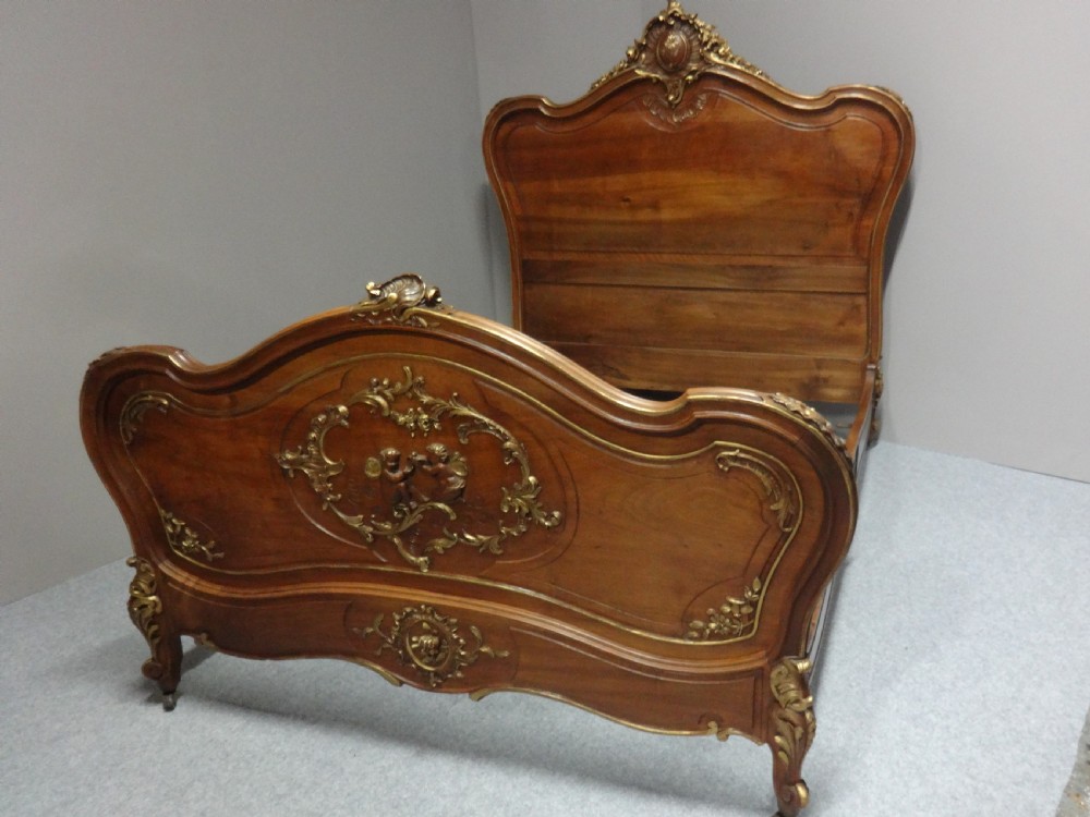 Wonderful Walnut and  Parcel Gilt French Double Bed