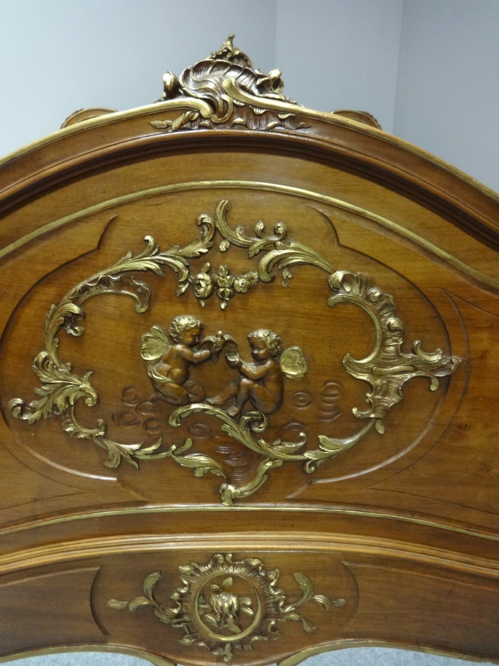 Wonderful Walnut and  Parcel Gilt French Double Bed View IV