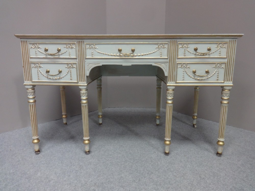 Good Victorian Painted and Parcel Gilt Desk