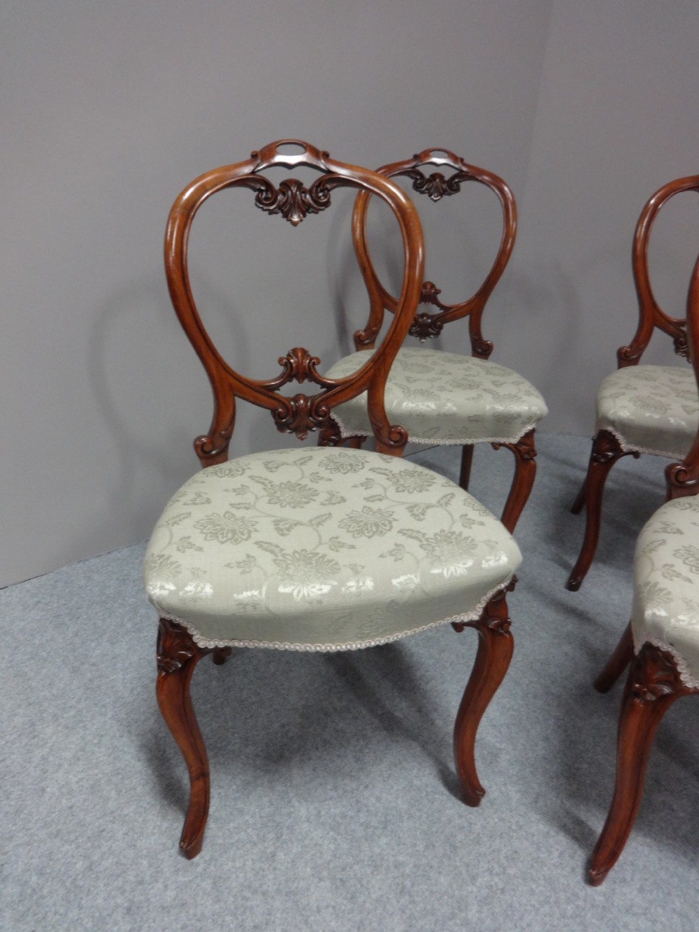 Set Six Victorian Walnut Dining Chairs View II