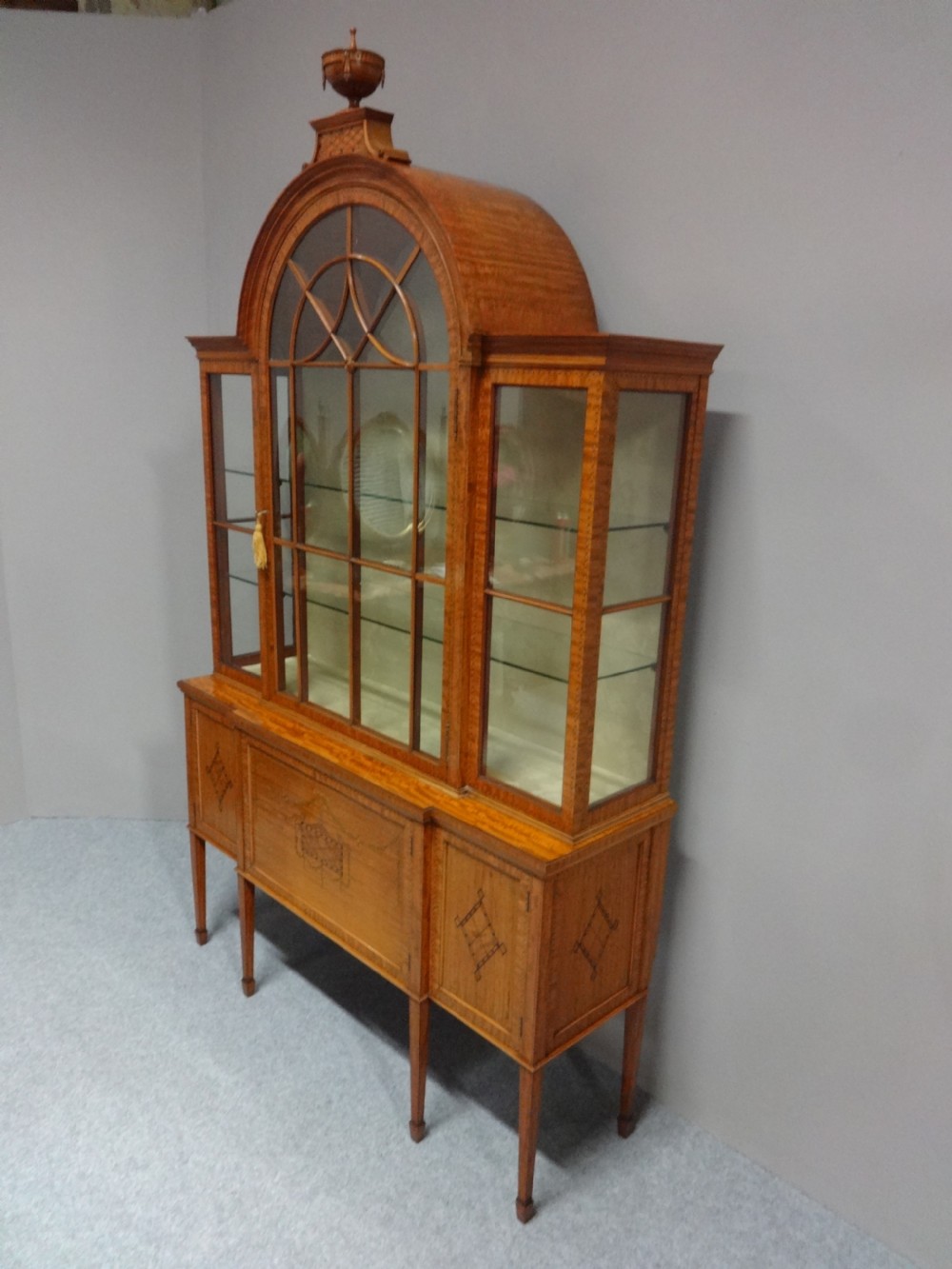 Wonderful Inlaid Satinwood Display Cabinet View XI