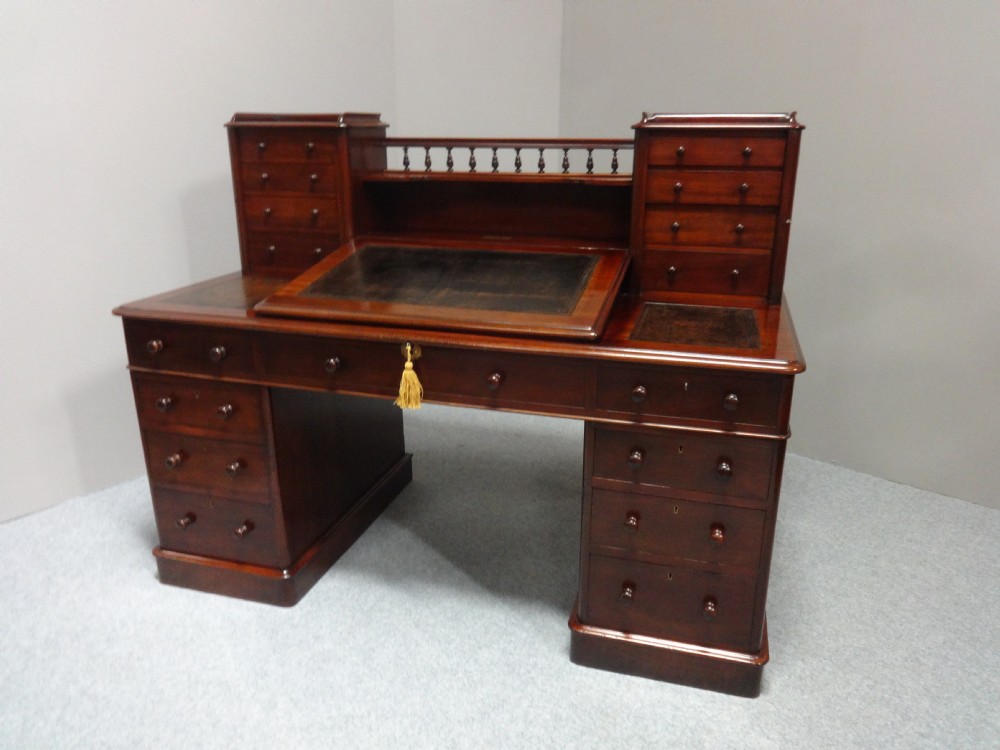 Magnificent Victorian Mahogany Dickens Pedestal Desk