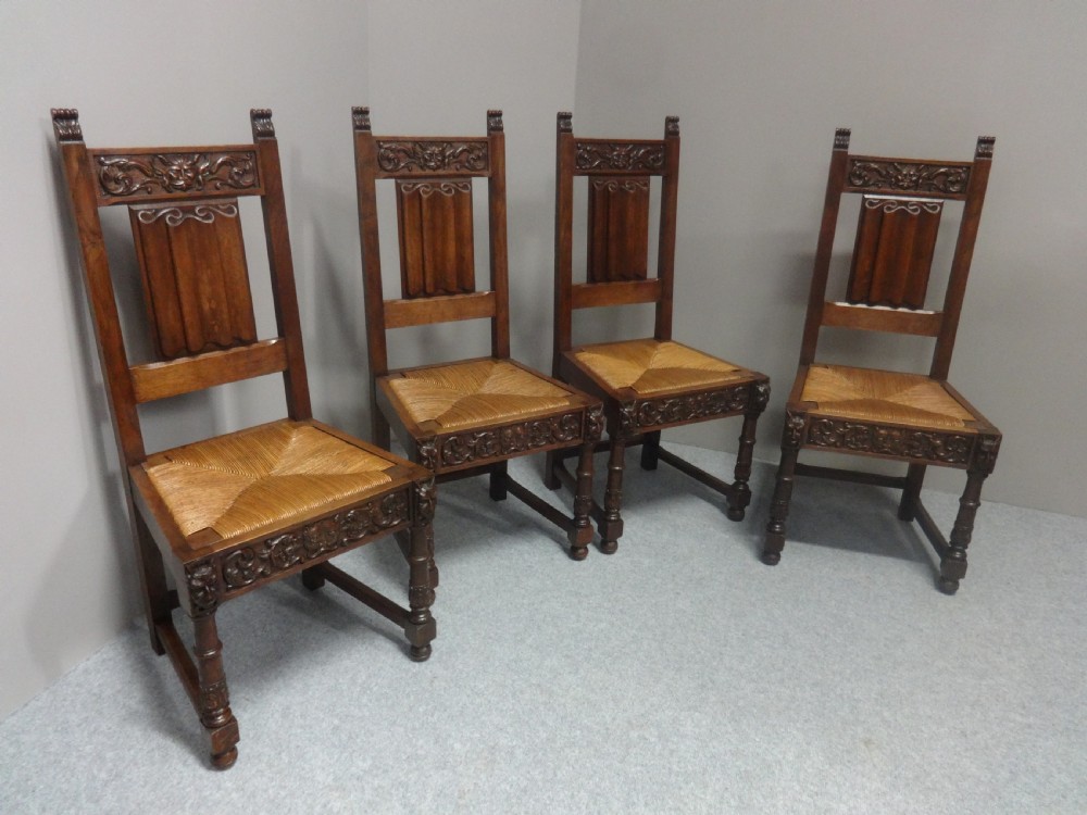 Fine Set of Four Oak Dining Hall Chairs View II