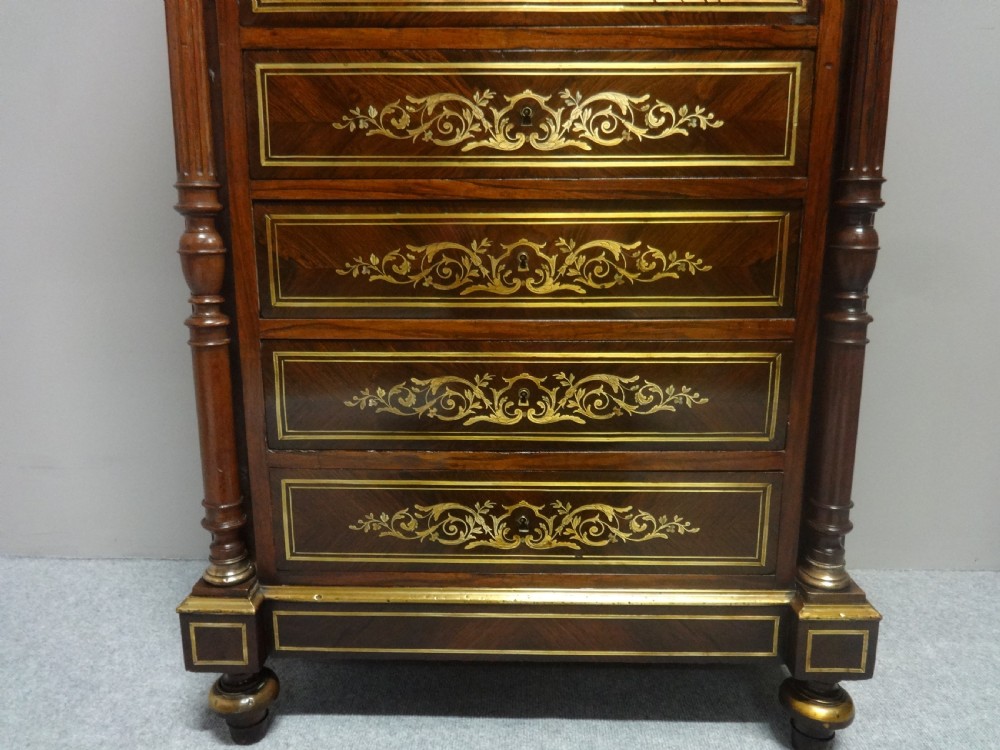 French Brass Inlaid Escritoire Bureau View III