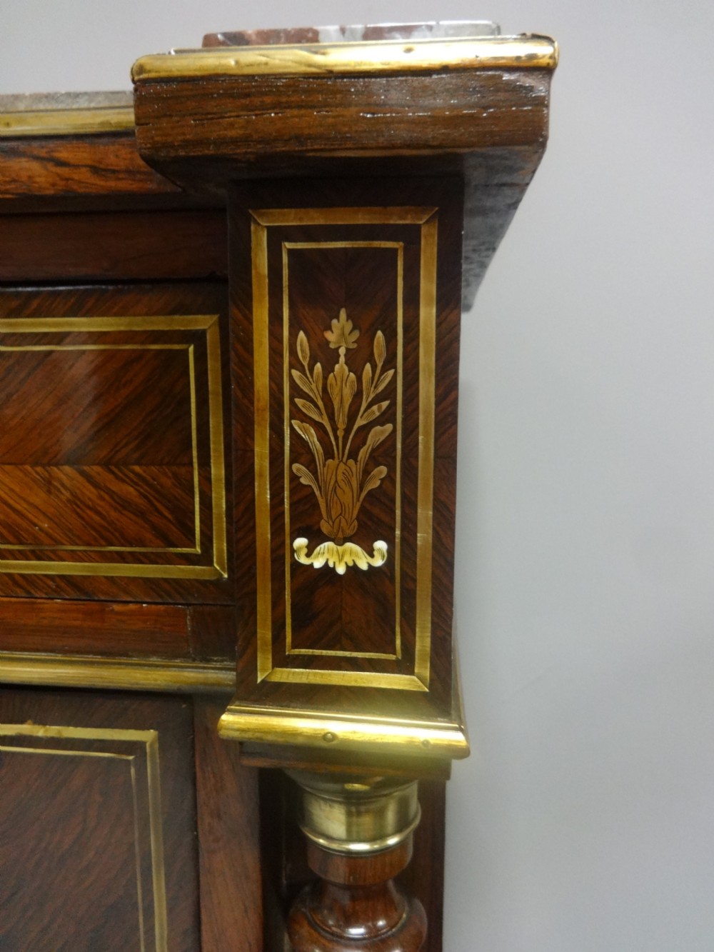 French Brass Inlaid Escritoire Bureau View IV