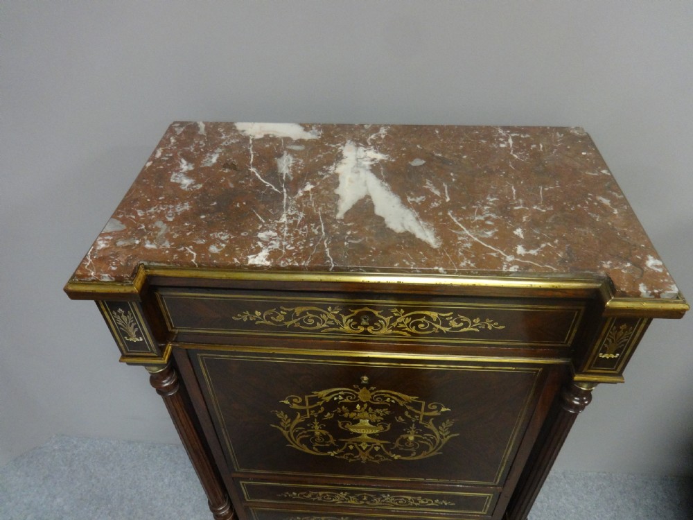 French Brass Inlaid Escritoire Bureau View VI