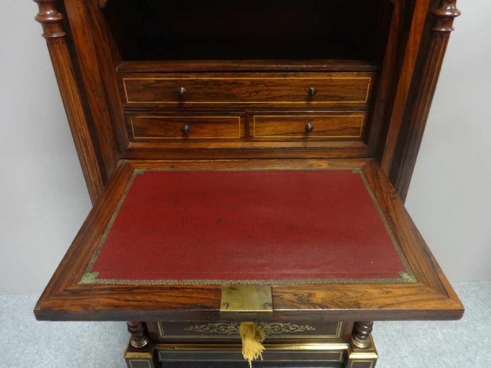 French Brass Inlaid Escritoire Bureau View IX
