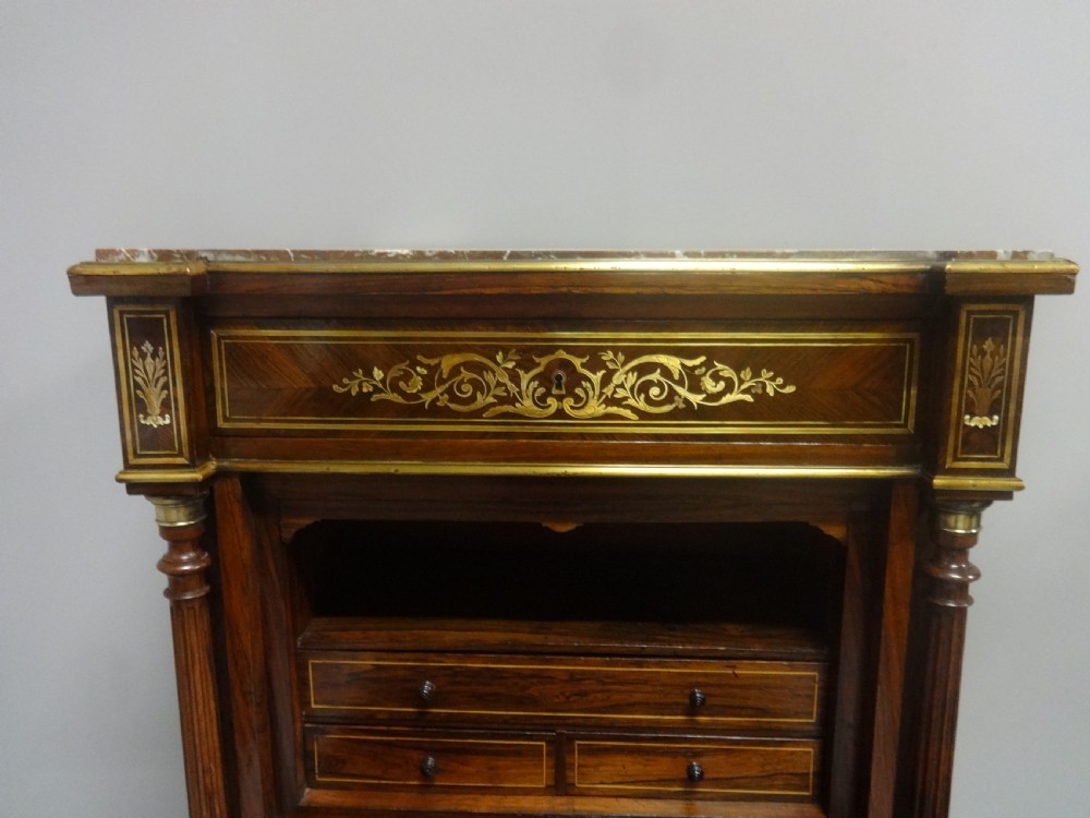 French Brass Inlaid Escritoire Bureau View X