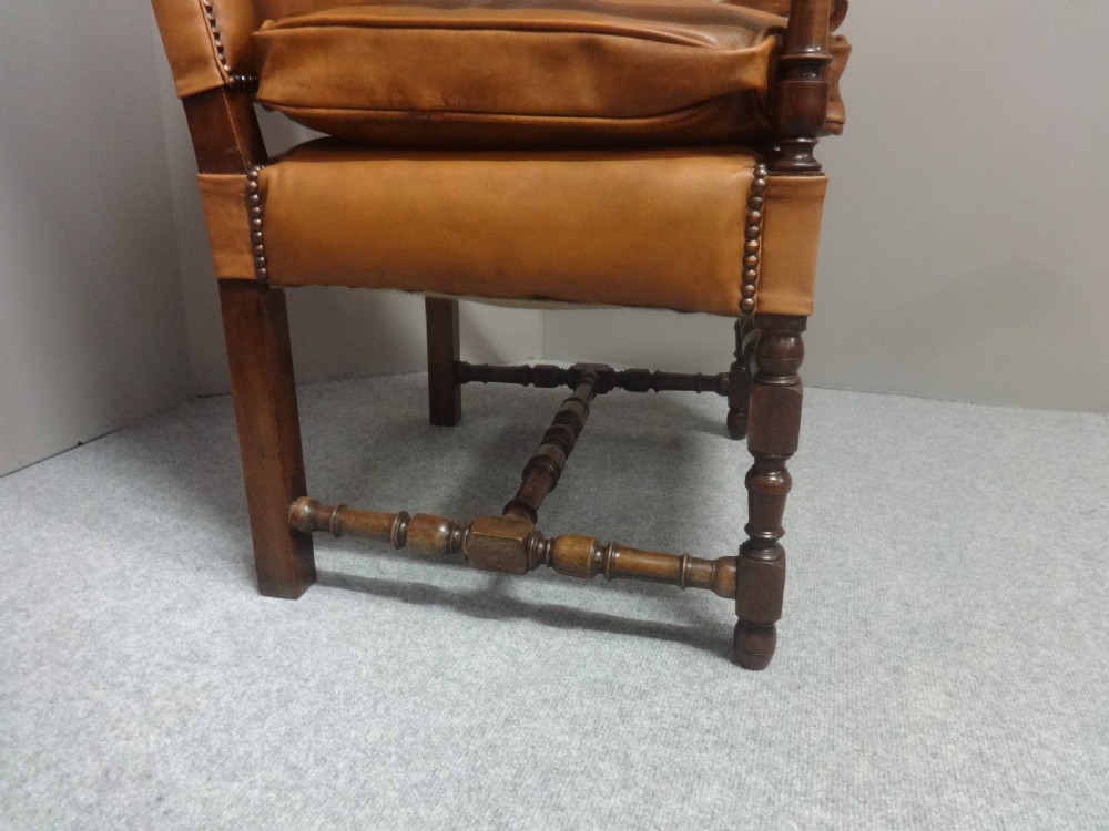 Excellent Pair French Leather Library Chairs View VI
