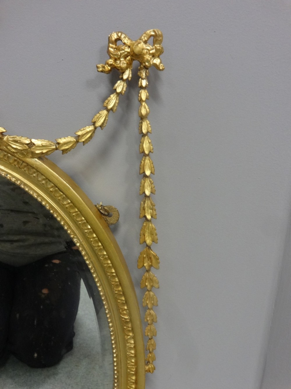 Pair English Regency Oval Gilt Mirrors View IV