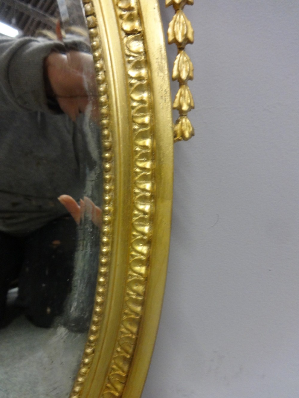 Pair English Regency Oval Gilt Mirrors View V