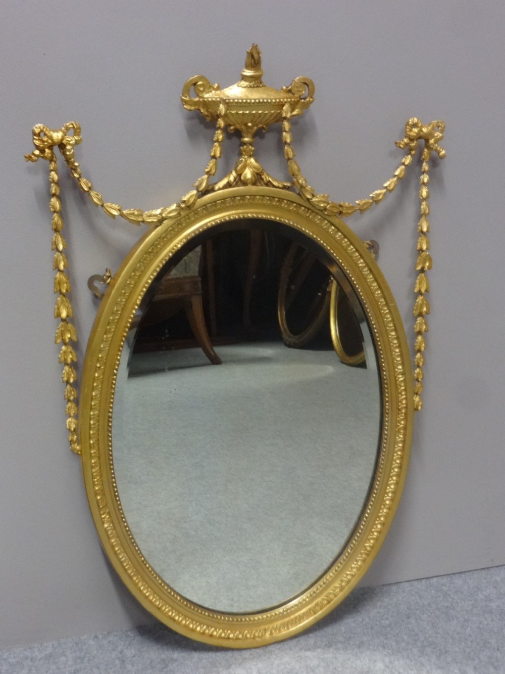 Pair English Regency Oval Gilt Mirrors View VII