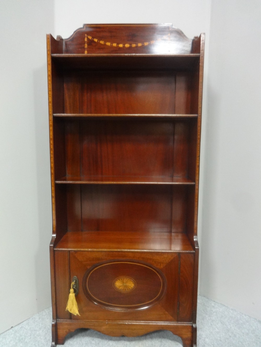 Good Mahogany Inlaid Bookcase by 'Shapland and Petter' View IV
