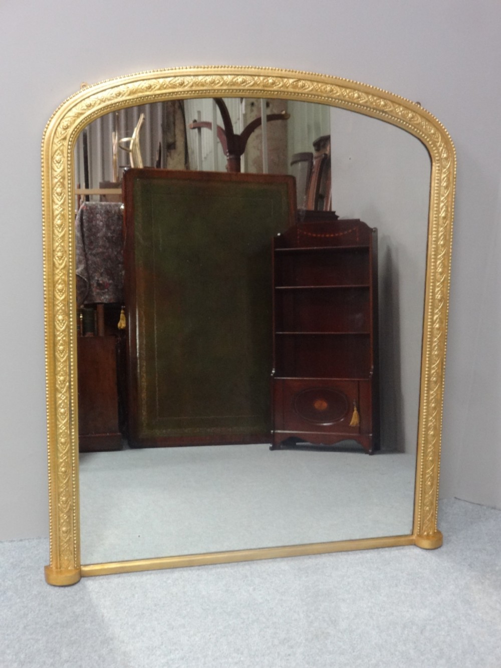 Good English Gilt Arched Top Overmantle Mirror View II