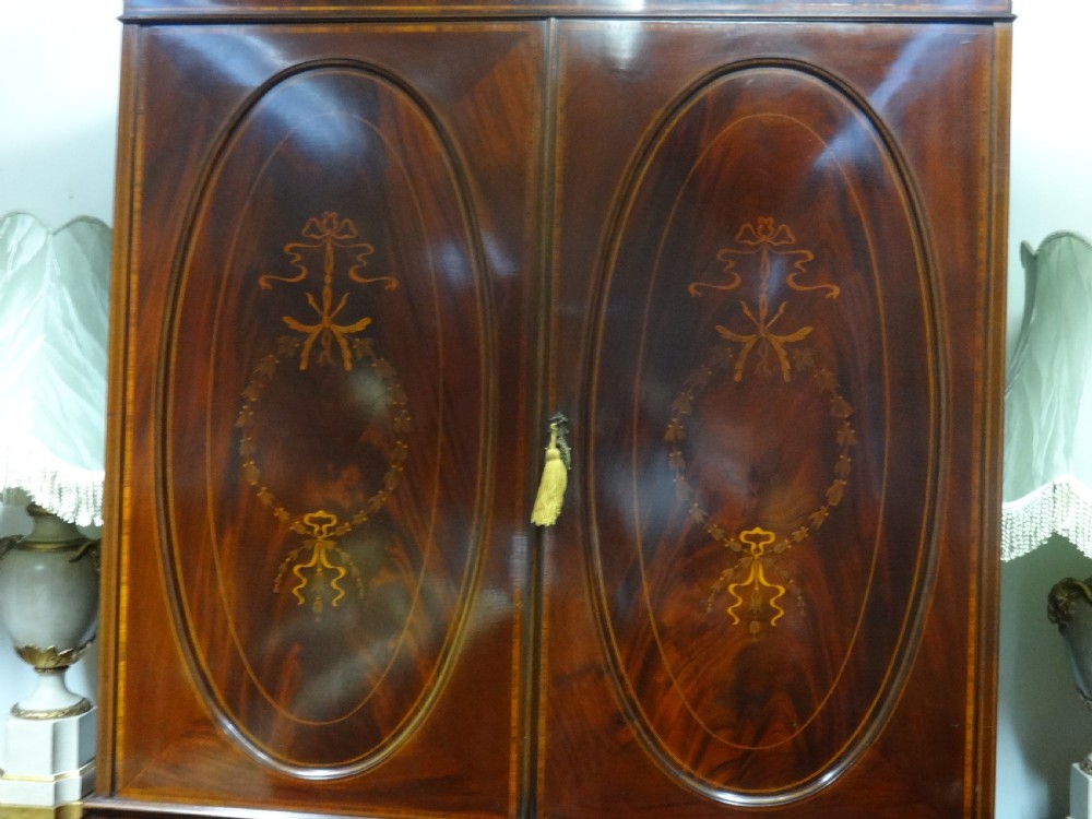 Superb Quality Mahogany Inlaid Linen Press View IV