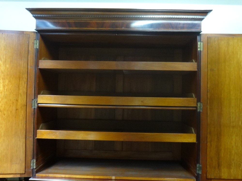 Superb Quality Mahogany Inlaid Linen Press View IX