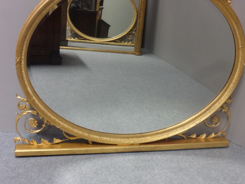 Wonderful English Gilt Oval Overmantle Mirror View II