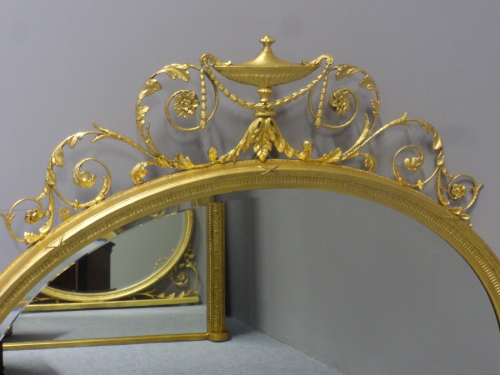 Wonderful English Gilt Oval Overmantle Mirror View III