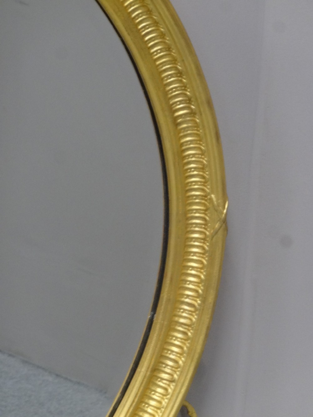 Wonderful English Gilt Oval Overmantle Mirror View V