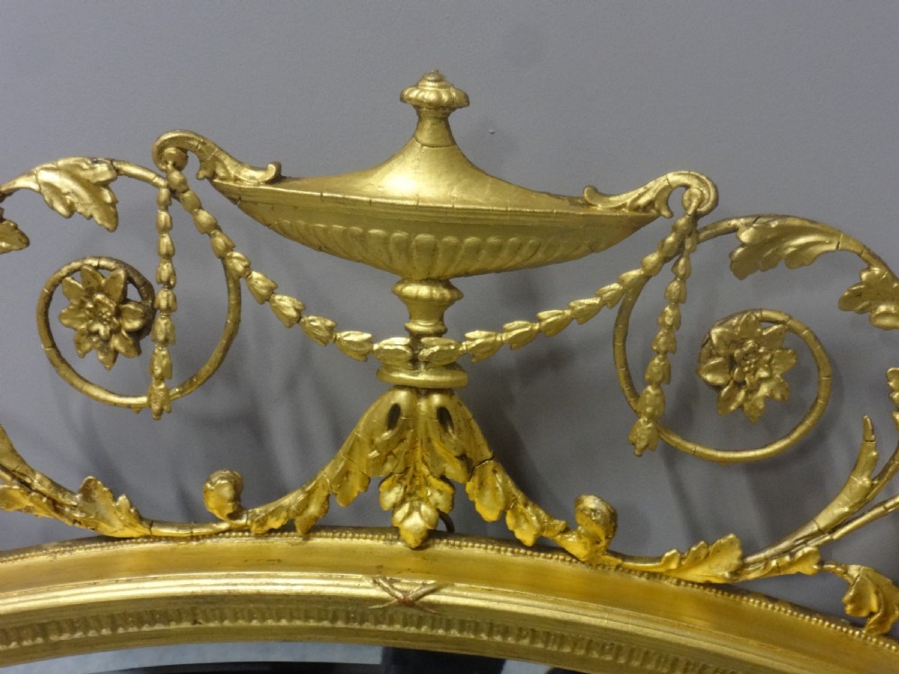 Wonderful English Gilt Oval Overmantle Mirror View VI