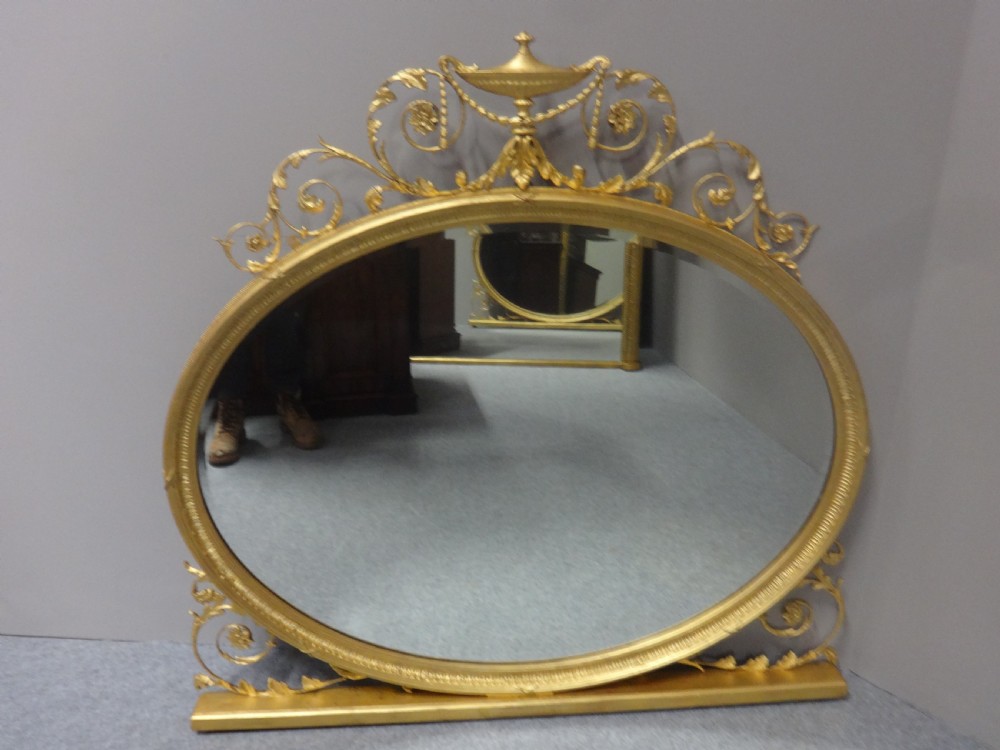 Wonderful English Gilt Oval Overmantle Mirror View VII