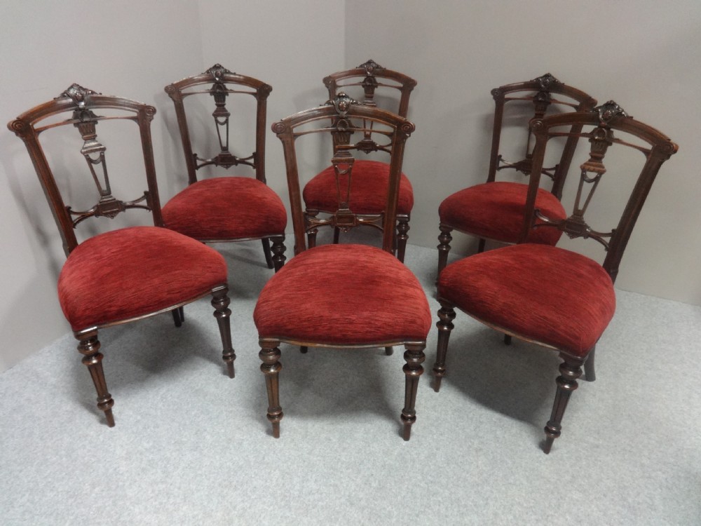 Quality Set of Six Walnut Dining Chairs