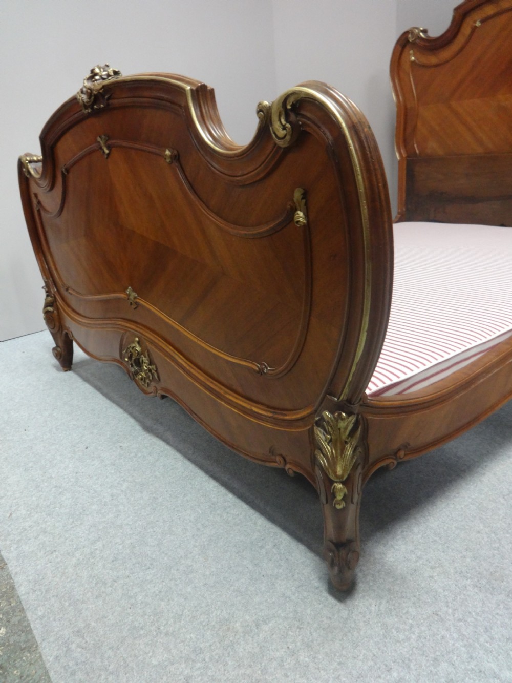 Lovely French Walnut and Parcel Gilt Double Bed View XIII