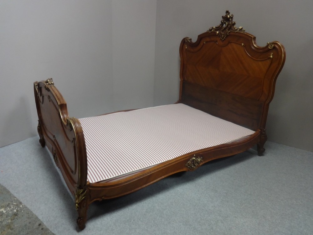 Lovely French Walnut and Parcel Gilt Double Bed View XIV