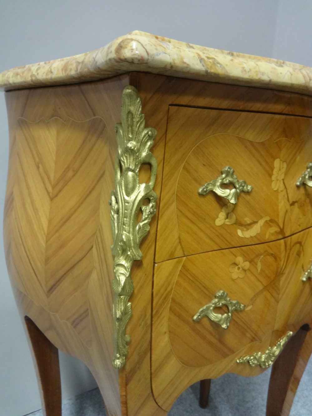 Good Pair French Marquetry Bedside Chests of Drawers View IV
