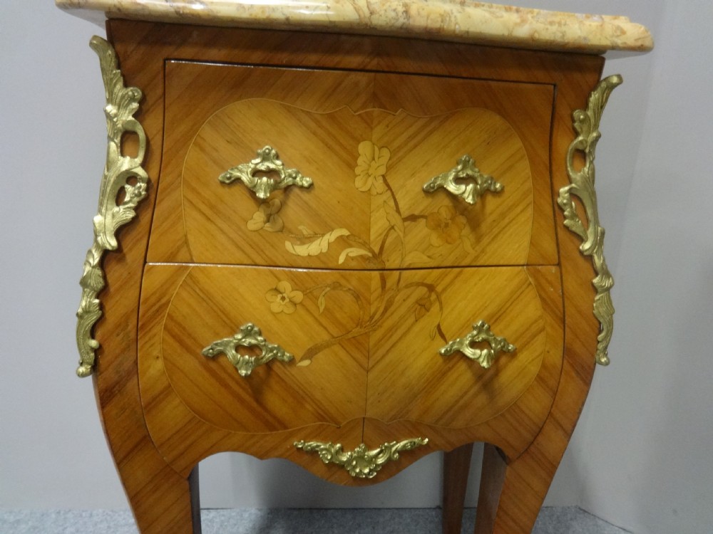 Good Pair French Marquetry Bedside Chests of Drawers View VI
