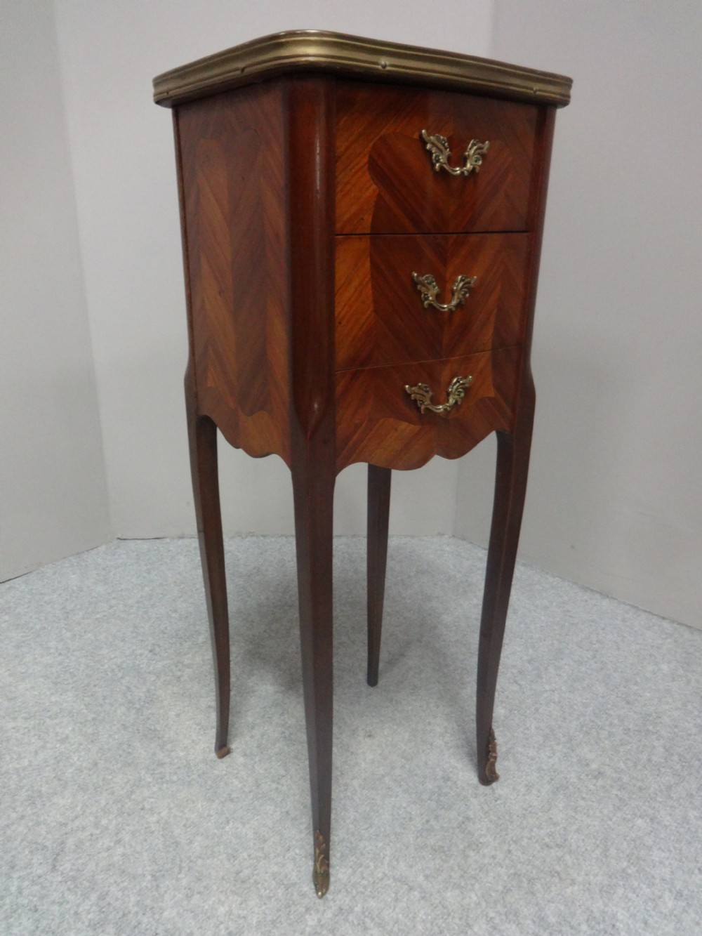 Small Pair French Tulipwood Bedside Lamp Chests of Drawers View IV