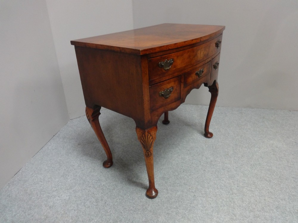 Very Good Burr Walnut Bowed Lowboy View II