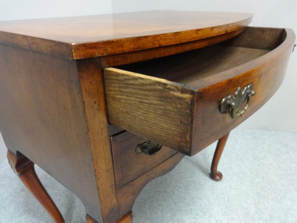 Very Good Burr Walnut Bowed Lowboy View III
