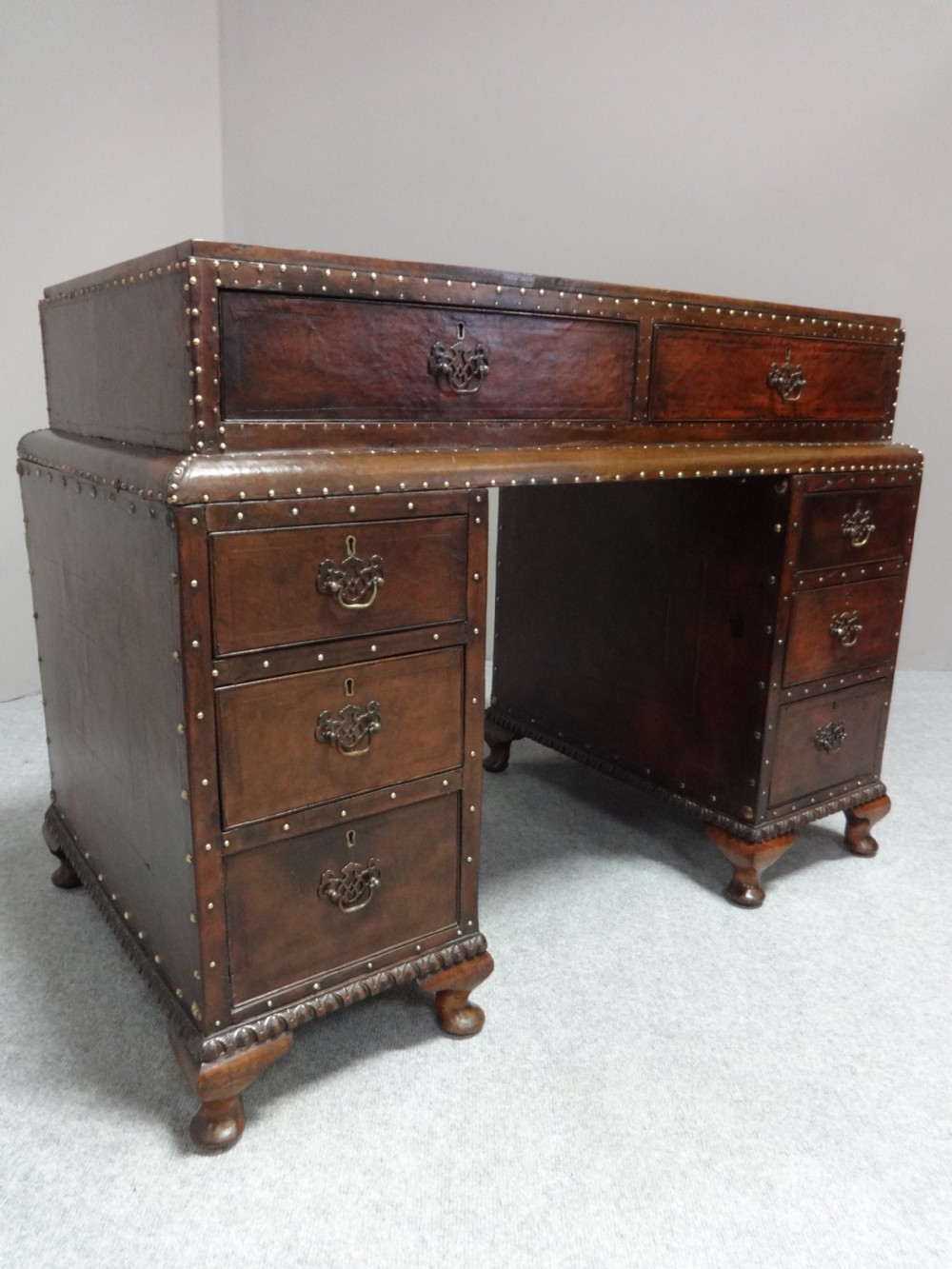 Leather and Walnut Art Deco Pedestal Desk View II