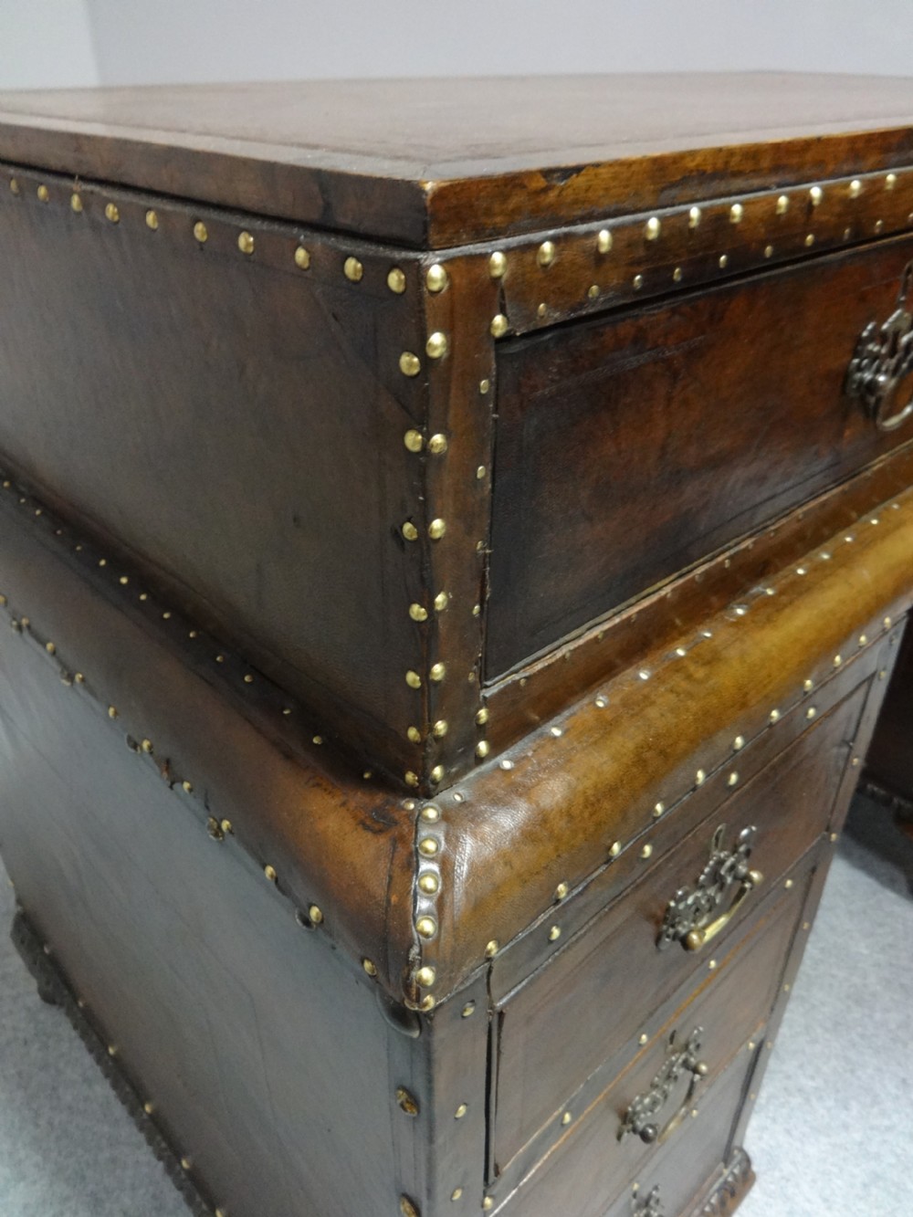 Leather and Walnut Art Deco Pedestal Desk View V