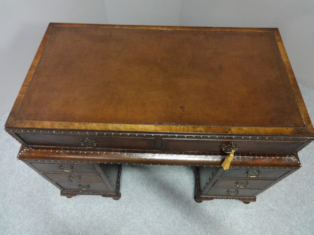 Leather and Walnut Art Deco Pedestal Desk View VI