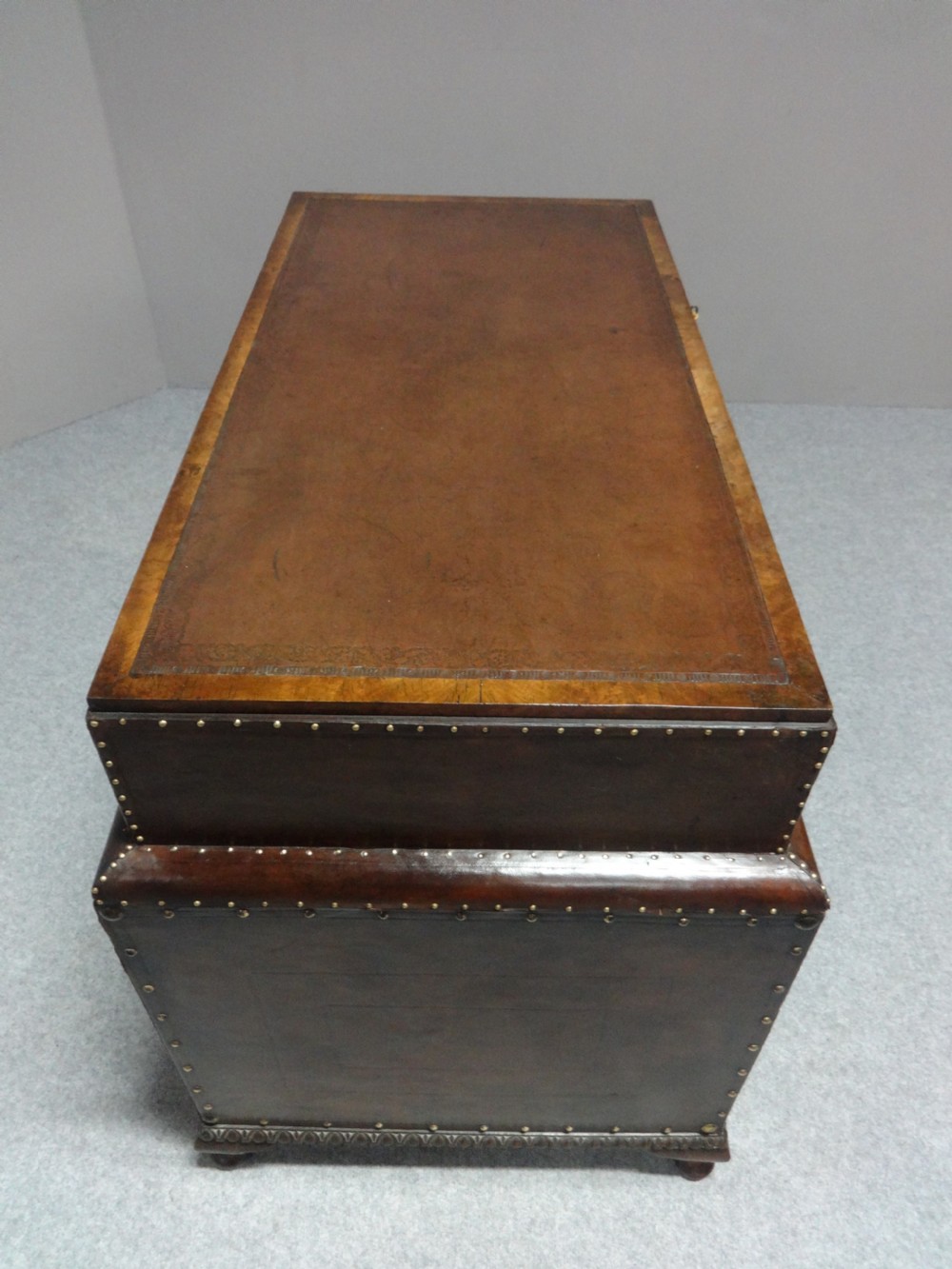 Leather and Walnut Art Deco Pedestal Desk View VIII