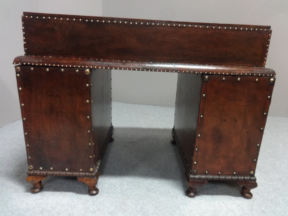 Leather and Walnut Art Deco Pedestal Desk View IX
