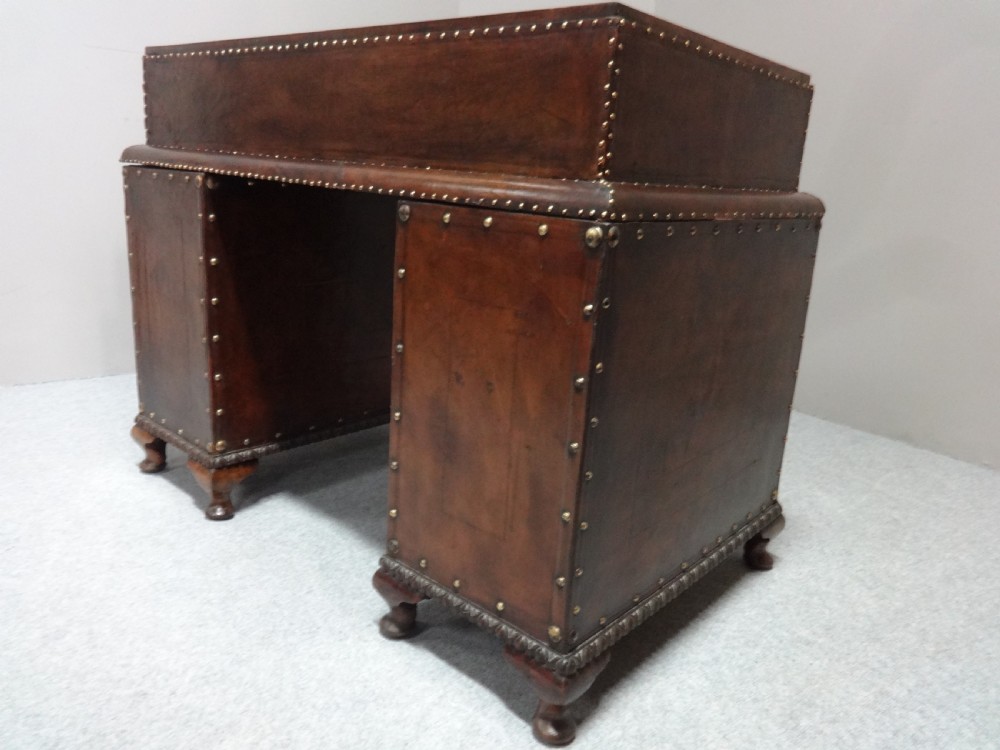 Leather and Walnut Art Deco Pedestal Desk View X