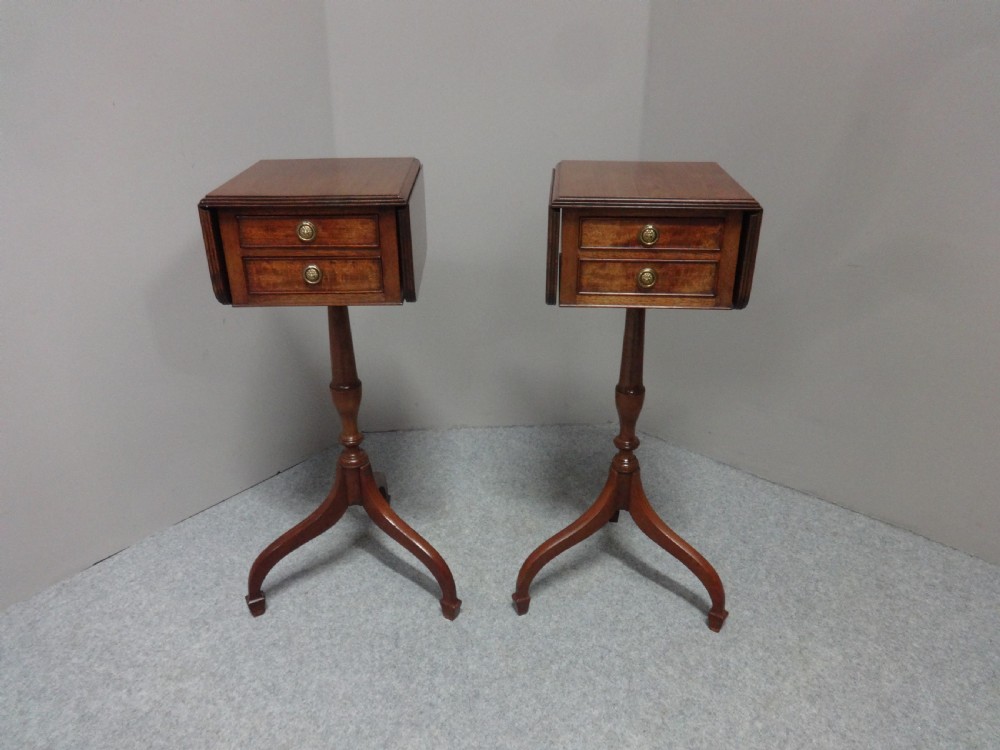Pair Drop Flap Mahogany Lamp Tables