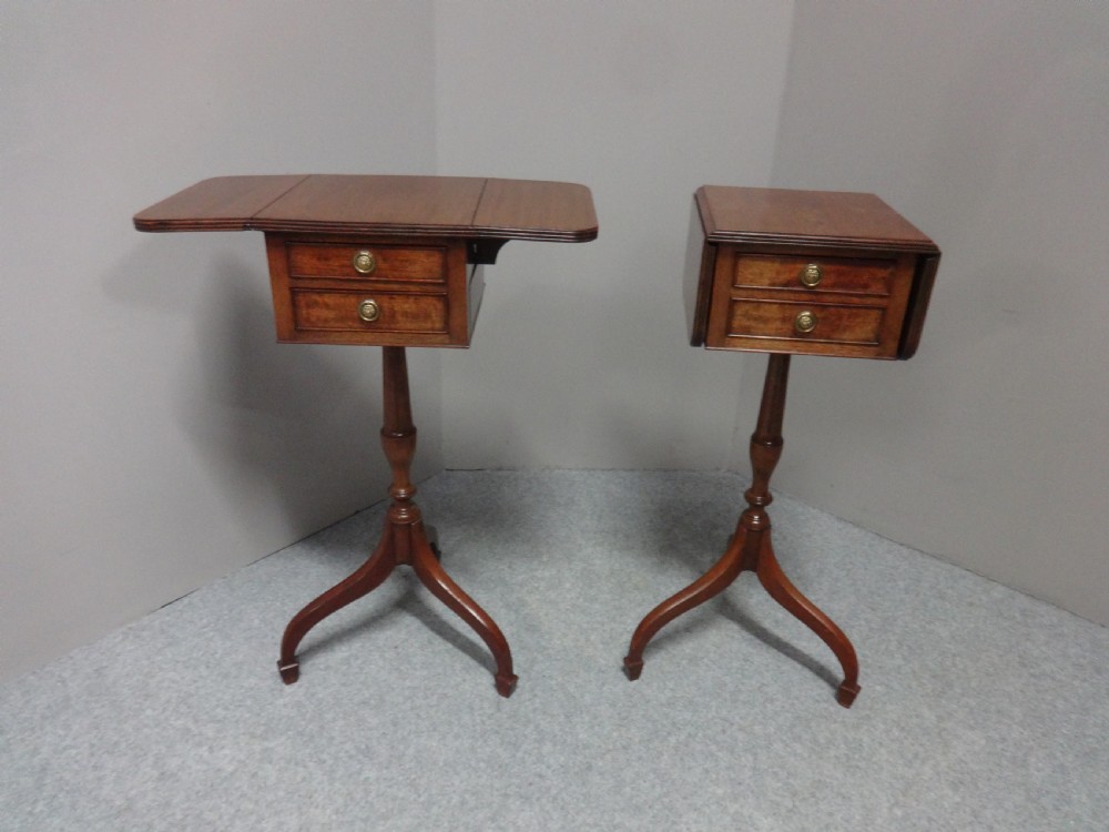 Pair Drop Flap Mahogany Lamp Tables View II