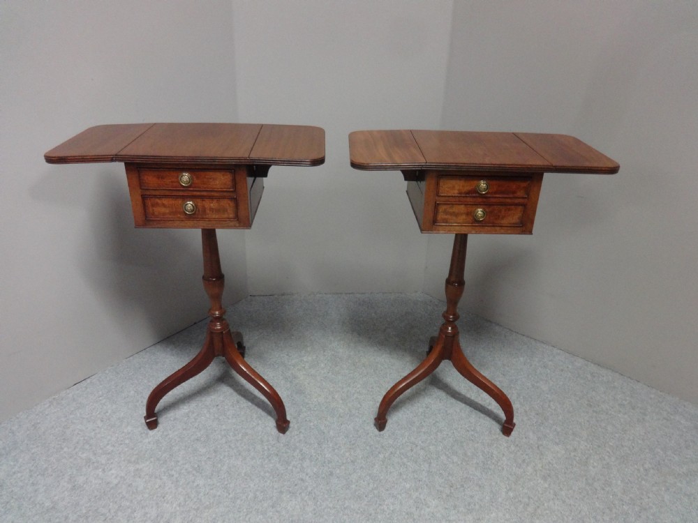 Pair Drop Flap Mahogany Lamp Tables View III