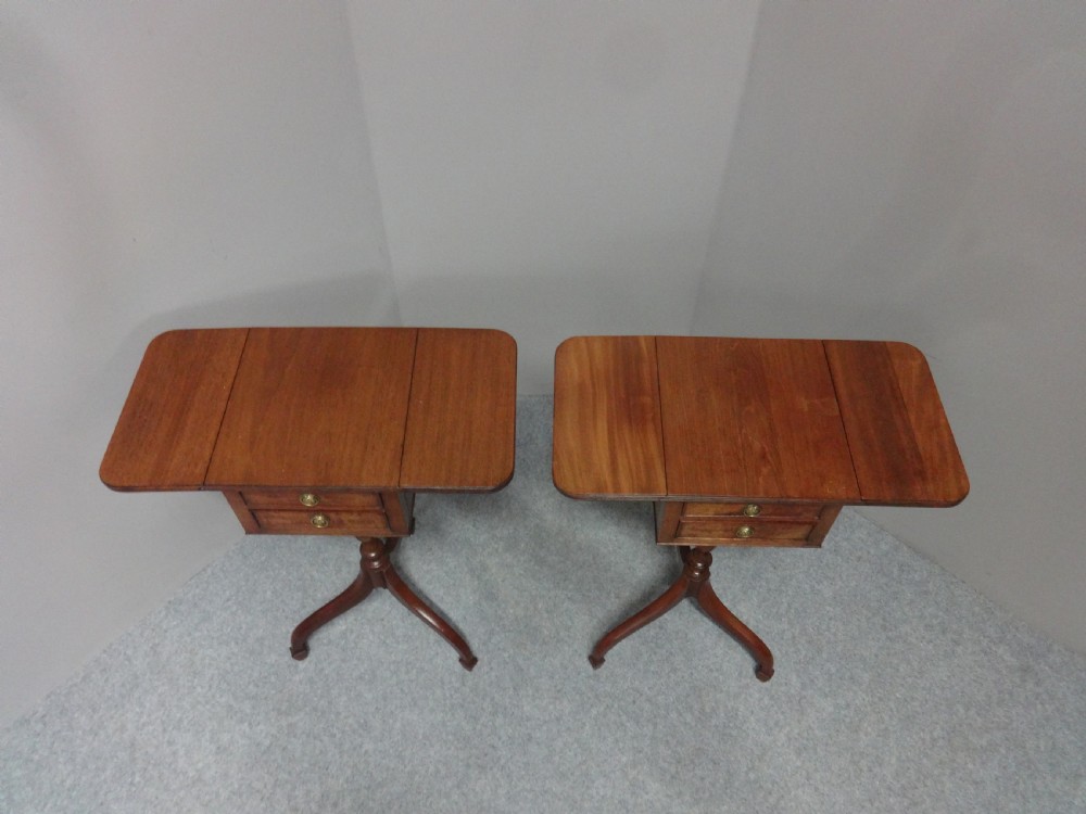 Pair Drop Flap Mahogany Lamp Tables View IV