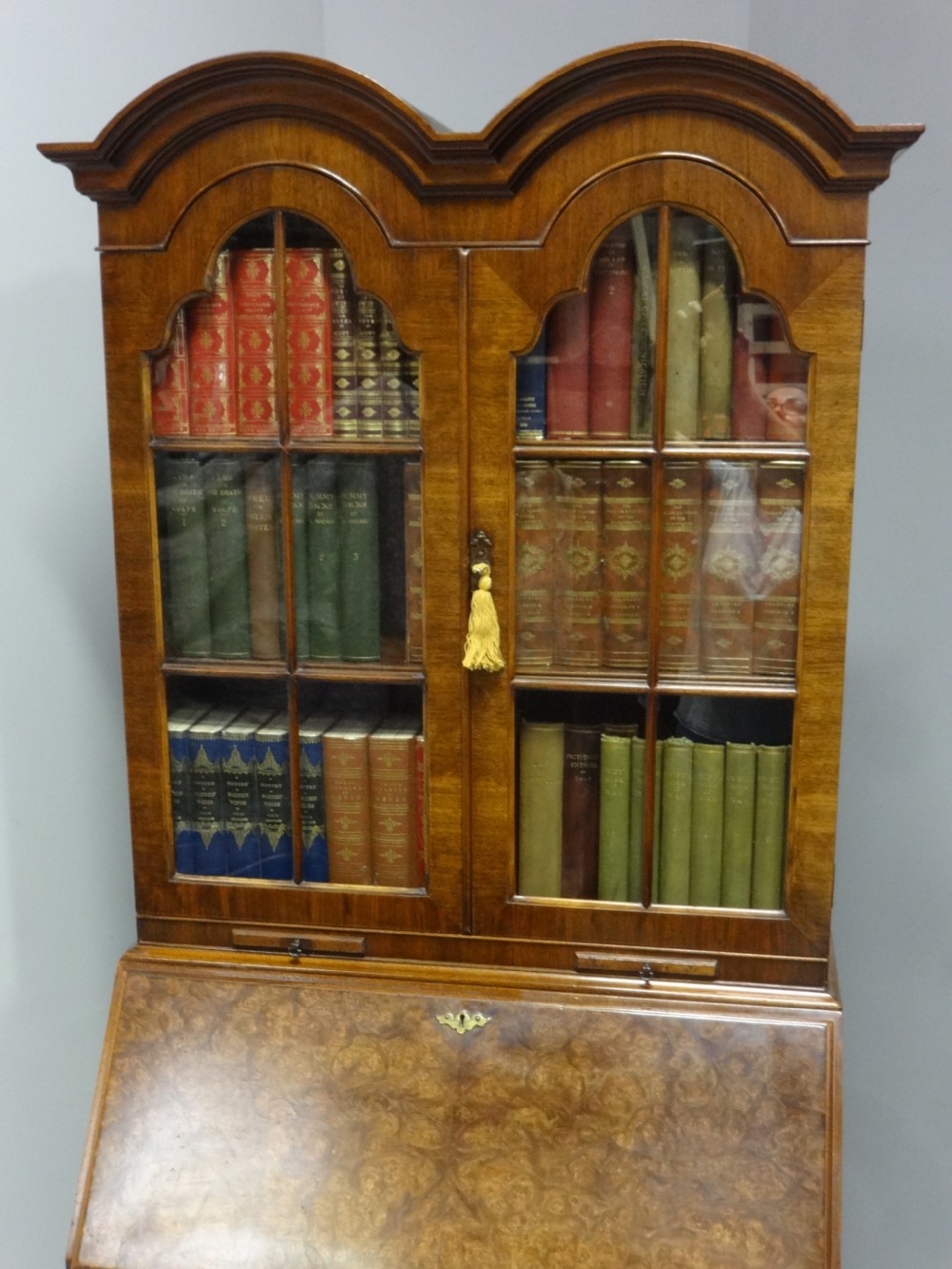 Top Quality Double Domed Walnut Bureau Bookcase View IV