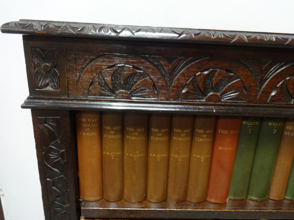 Good Solid Carved Oak Open Bookcase View II