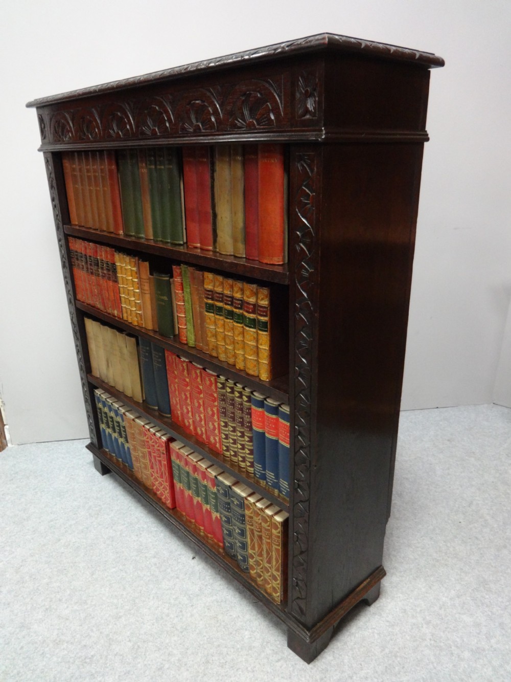 Good Solid Carved Oak Open Bookcase View IV