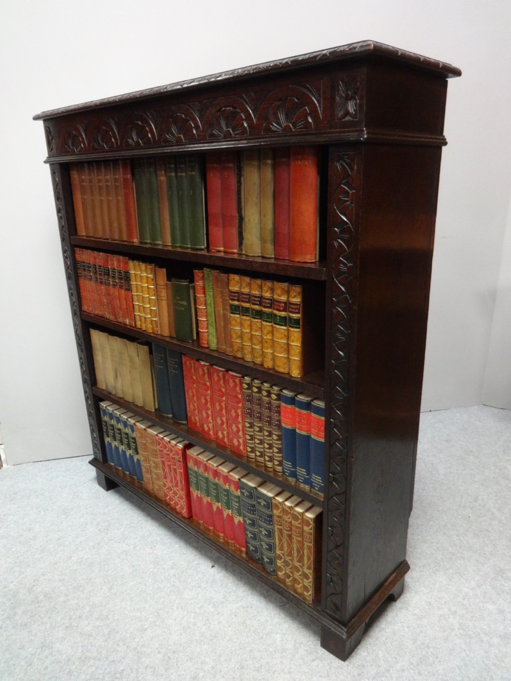 Good Solid Carved Oak Open Bookcase View V