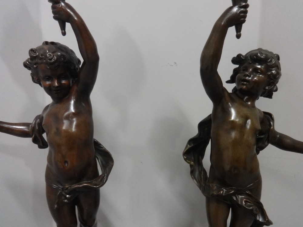 Fabulous Pair Large Victorian Cherub Lamps View IV