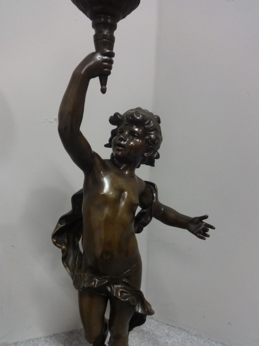 Fabulous Pair Large Victorian Cherub Lamps View V